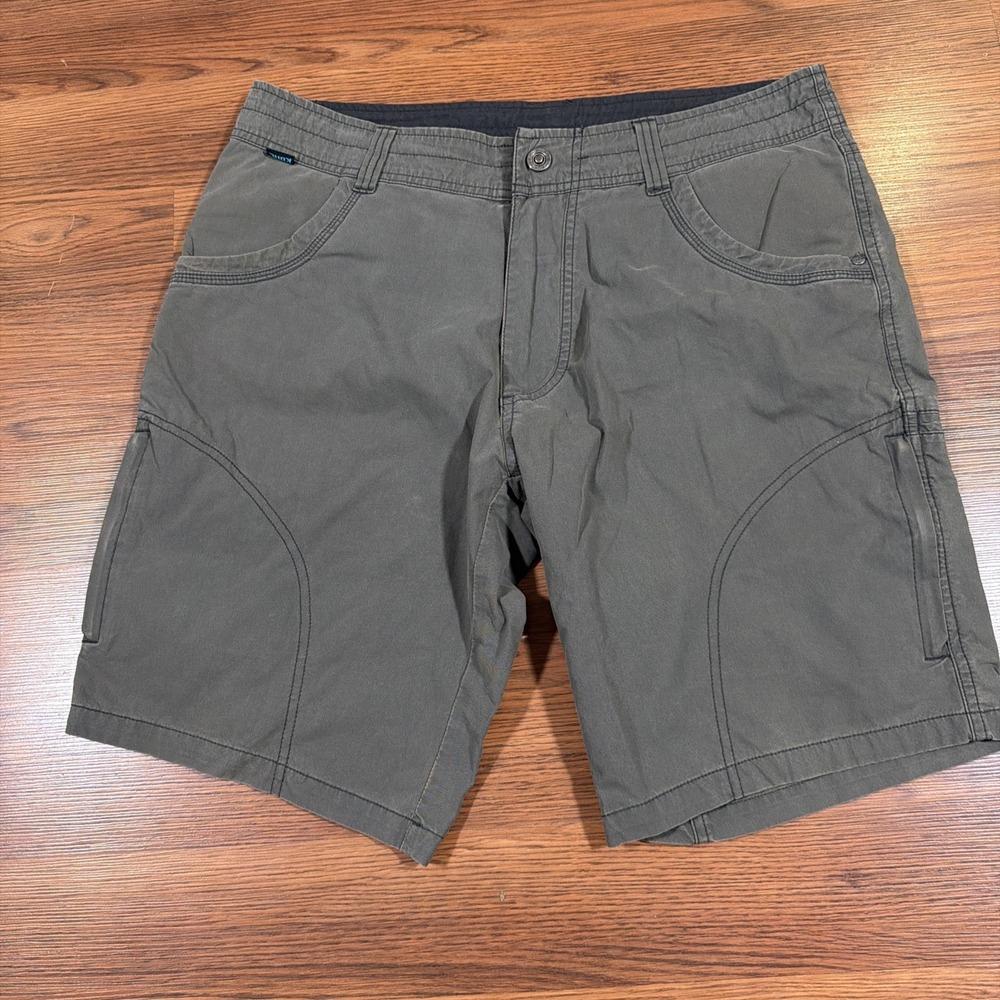 Kuhl Shorts Mens 34 Green Faded Ramblr Cargo Outdoor Hiking Gorpcore Stretch 11"